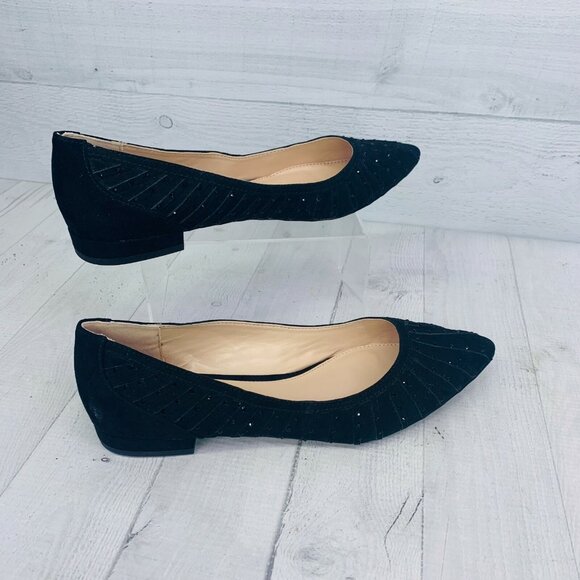 Michael By Michael Shannon SINDY Black Beaded Pointed Toe Slip On Flat Shoe Sz 7 - Picture 7 of 9